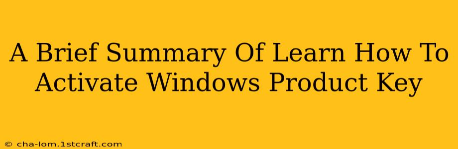 A Brief Summary Of Learn How To Activate Windows Product Key