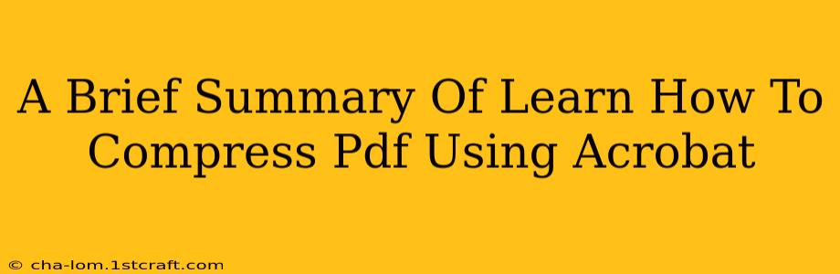 A Brief Summary Of Learn How To Compress Pdf Using Acrobat