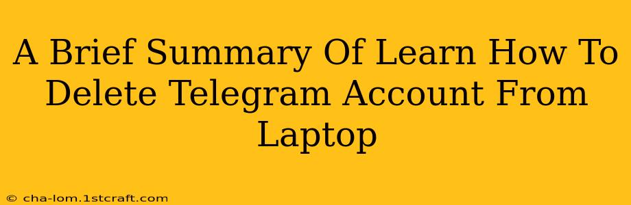 A Brief Summary Of Learn How To Delete Telegram Account From Laptop