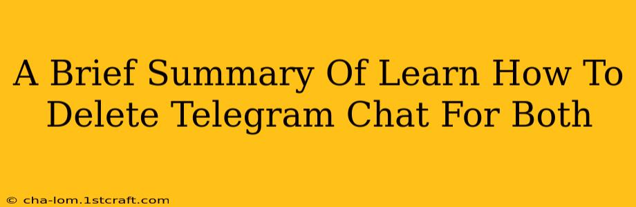 A Brief Summary Of Learn How To Delete Telegram Chat For Both