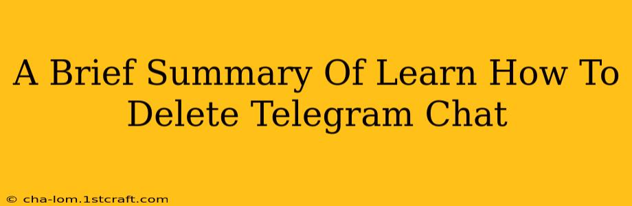 A Brief Summary Of Learn How To Delete Telegram Chat