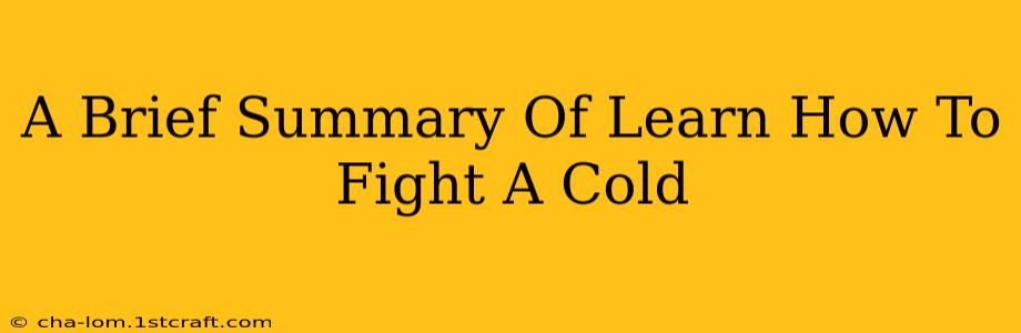 A Brief Summary Of Learn How To Fight A Cold