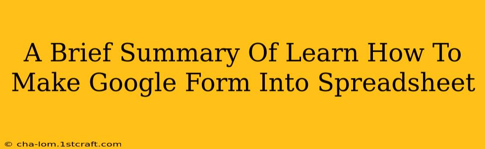 A Brief Summary Of Learn How To Make Google Form Into Spreadsheet