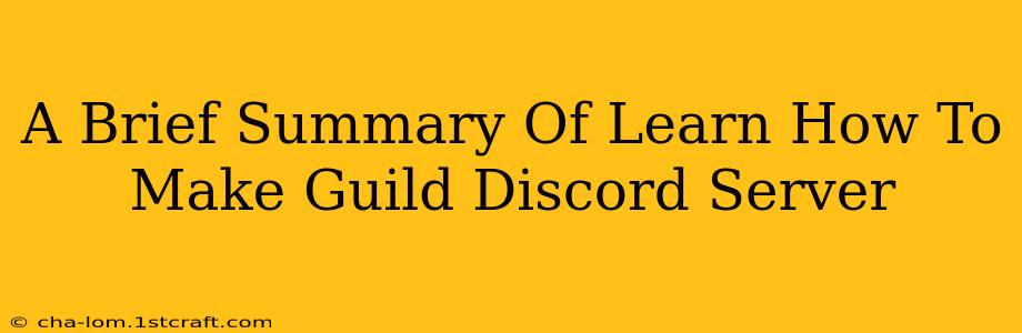 A Brief Summary Of Learn How To Make Guild Discord Server