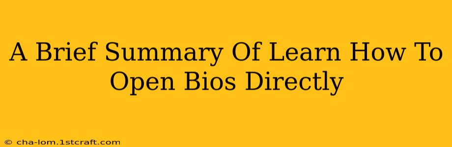 A Brief Summary Of Learn How To Open Bios Directly