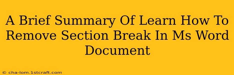 A Brief Summary Of Learn How To Remove Section Break In Ms Word Document