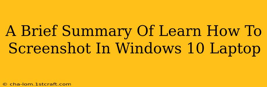 A Brief Summary Of Learn How To Screenshot In Windows 10 Laptop