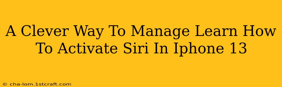 A Clever Way To Manage Learn How To Activate Siri In Iphone 13