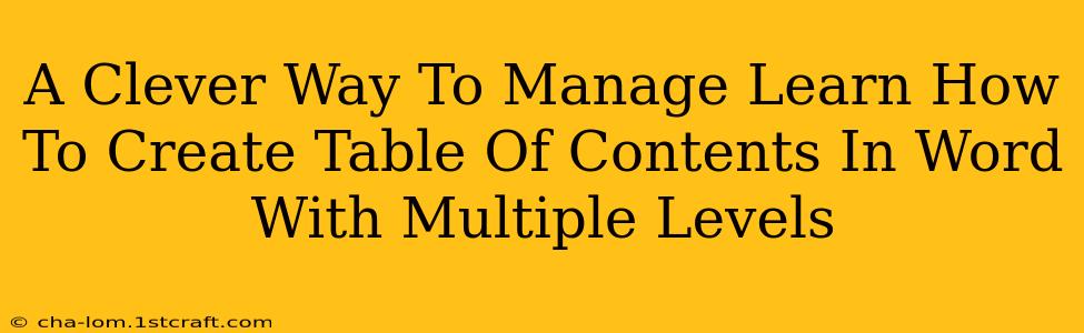 A Clever Way To Manage Learn How To Create Table Of Contents In Word With Multiple Levels