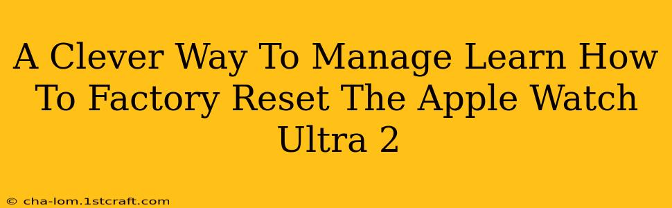 A Clever Way To Manage Learn How To Factory Reset The Apple Watch Ultra 2