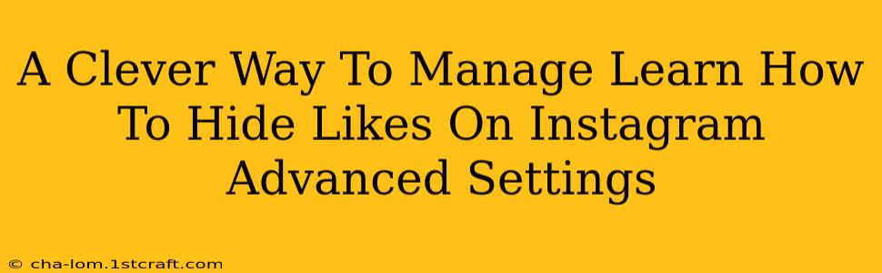 A Clever Way To Manage Learn How To Hide Likes On Instagram Advanced Settings