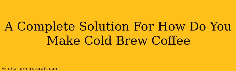 A Complete Solution For How Do You Make Cold Brew Coffee