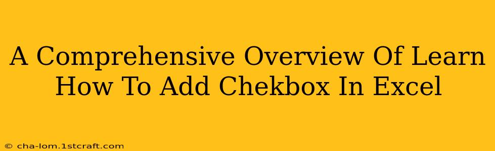 A Comprehensive Overview Of Learn How To Add Chekbox In Excel