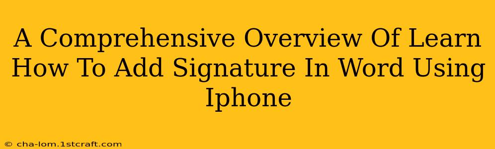 A Comprehensive Overview Of Learn How To Add Signature In Word Using Iphone