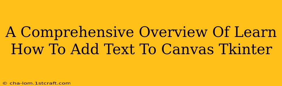 A Comprehensive Overview Of Learn How To Add Text To Canvas Tkinter