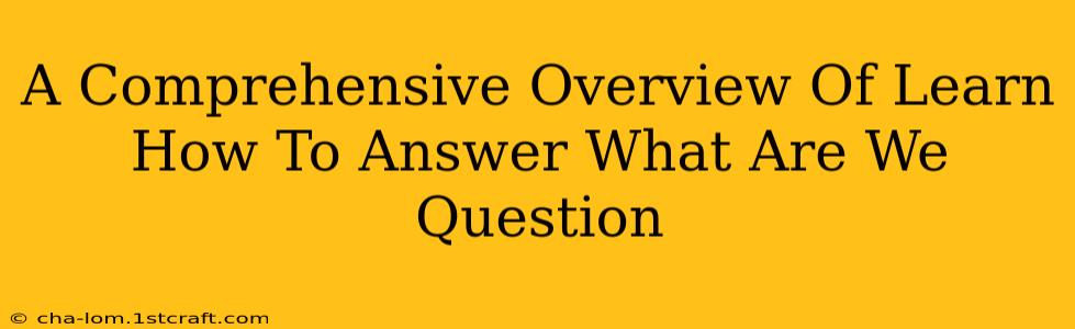 A Comprehensive Overview Of Learn How To Answer What Are We Question