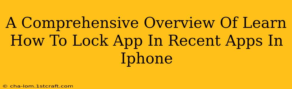 A Comprehensive Overview Of Learn How To Lock App In Recent Apps In Iphone