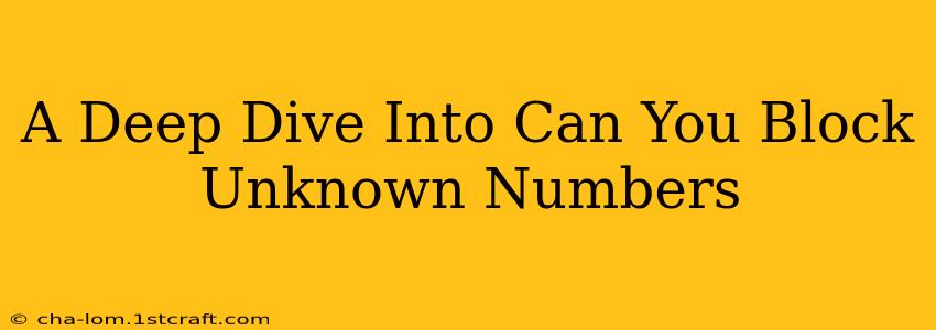 A Deep Dive Into Can You Block Unknown Numbers