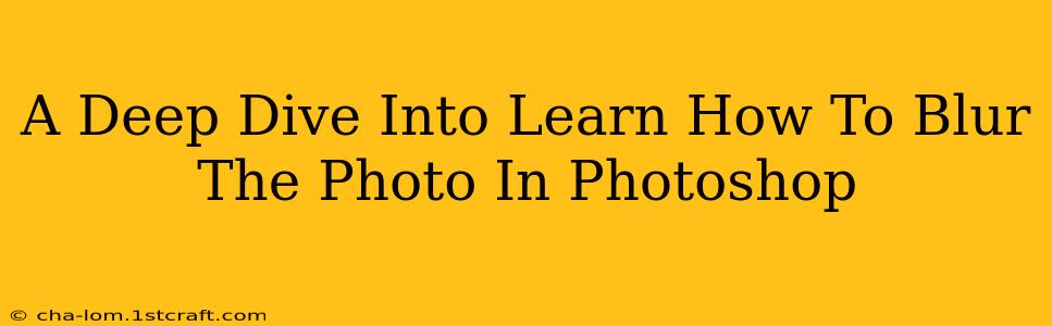 A Deep Dive Into Learn How To Blur The Photo In Photoshop