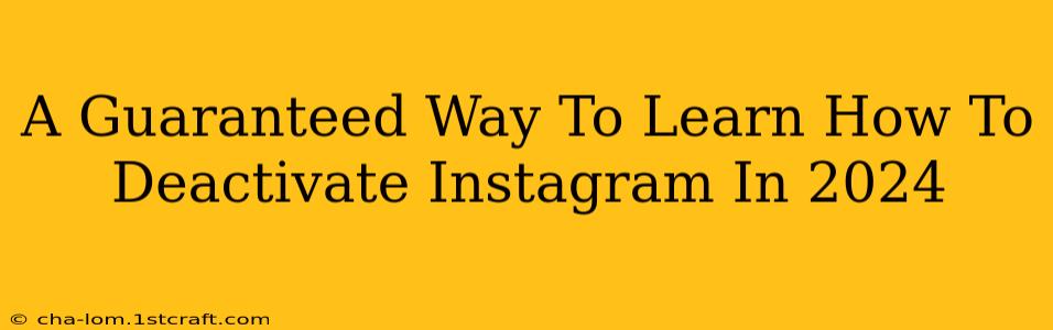 A Guaranteed Way To Learn How To Deactivate Instagram In 2024