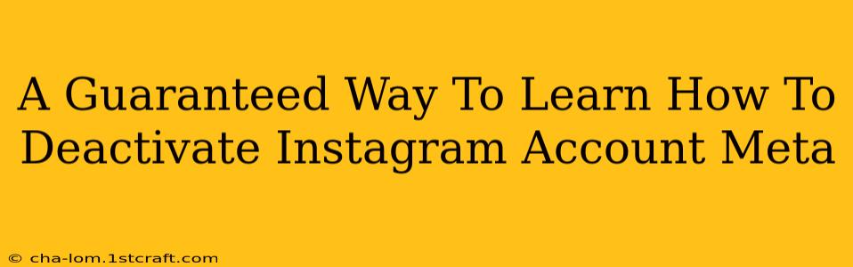 A Guaranteed Way To Learn How To Deactivate Instagram Account Meta