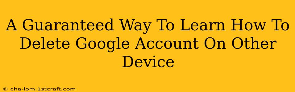 A Guaranteed Way To Learn How To Delete Google Account On Other Device