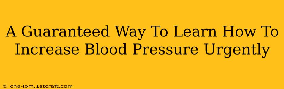 A Guaranteed Way To Learn How To Increase Blood Pressure Urgently