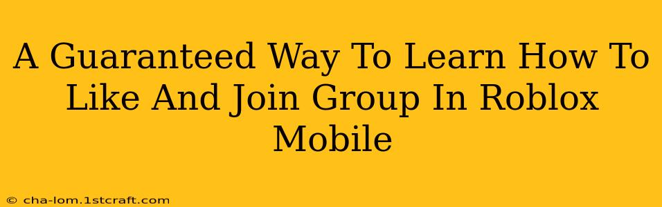 A Guaranteed Way To Learn How To Like And Join Group In Roblox Mobile