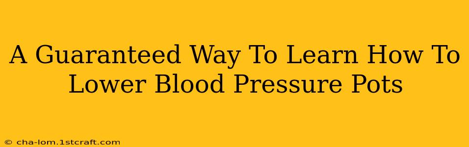 A Guaranteed Way To Learn How To Lower Blood Pressure Pots