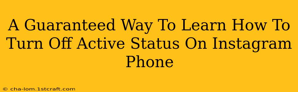 A Guaranteed Way To Learn How To Turn Off Active Status On Instagram Phone