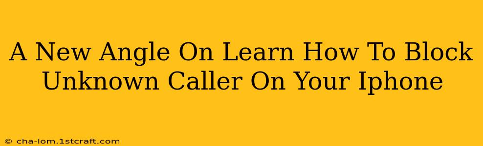 A New Angle On Learn How To Block Unknown Caller On Your Iphone