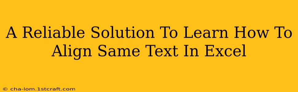 A Reliable Solution To Learn How To Align Same Text In Excel