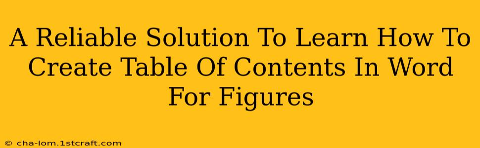 A Reliable Solution To Learn How To Create Table Of Contents In Word For Figures