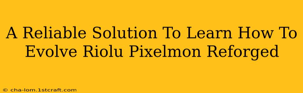 A Reliable Solution To Learn How To Evolve Riolu Pixelmon Reforged