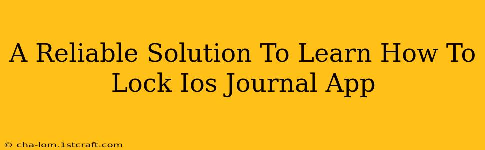 A Reliable Solution To Learn How To Lock Ios Journal App