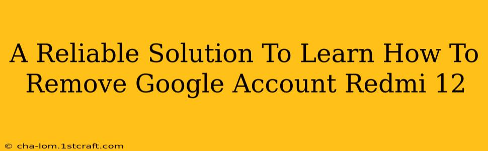 A Reliable Solution To Learn How To Remove Google Account Redmi 12