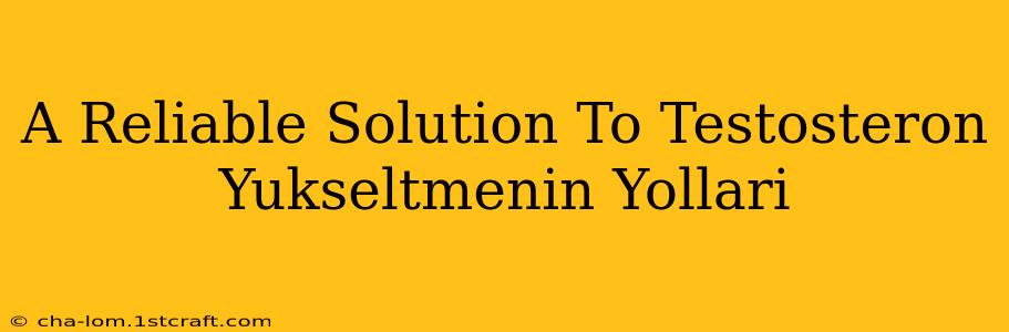 A Reliable Solution To Testosteron Yukseltmenin Yollari