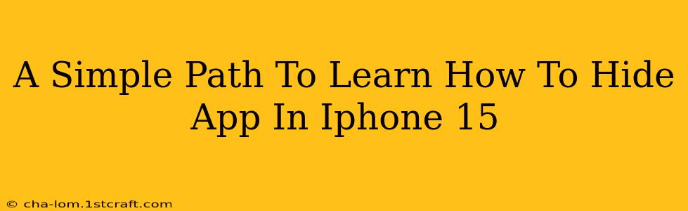 A Simple Path To Learn How To Hide App In Iphone 15