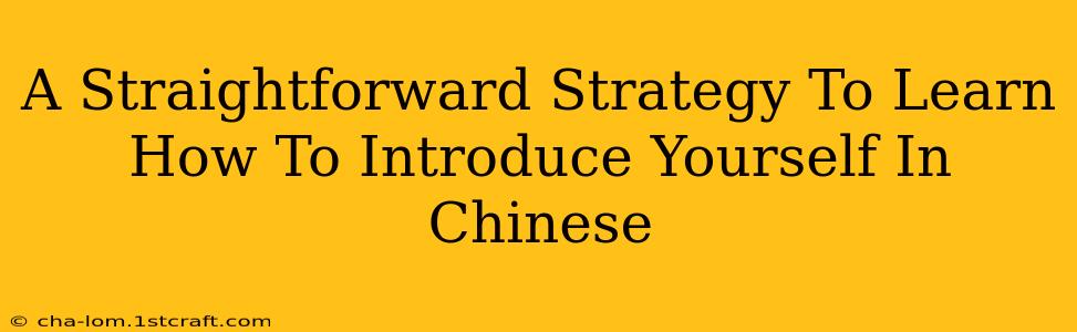 A Straightforward Strategy To Learn How To Introduce Yourself In Chinese