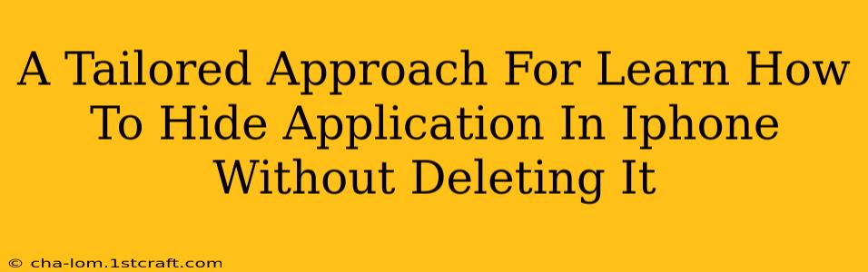 A Tailored Approach For Learn How To Hide Application In Iphone Without Deleting It