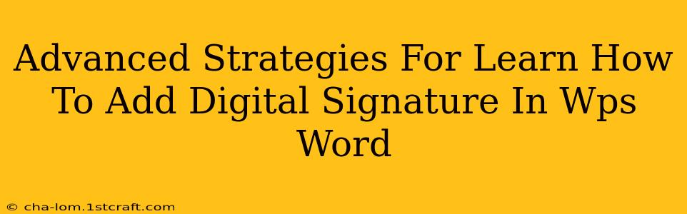 Advanced Strategies For Learn How To Add Digital Signature In Wps Word