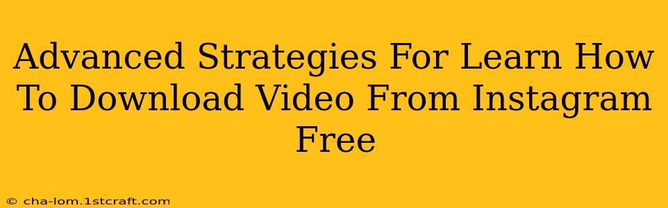 Advanced Strategies For Learn How To Download Video From Instagram Free