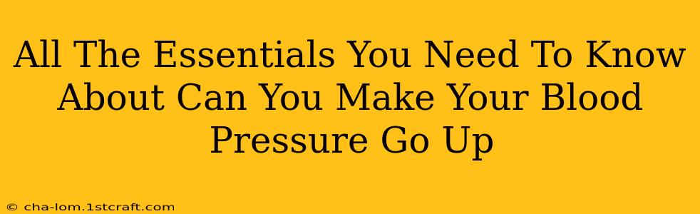 All The Essentials You Need To Know About Can You Make Your Blood Pressure Go Up