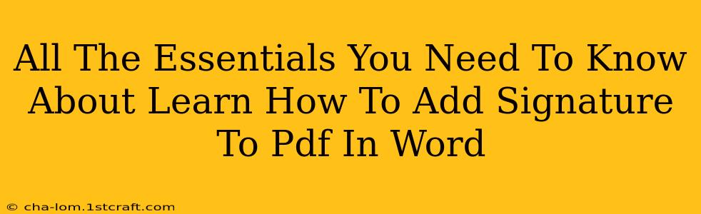 All The Essentials You Need To Know About Learn How To Add Signature To Pdf In Word