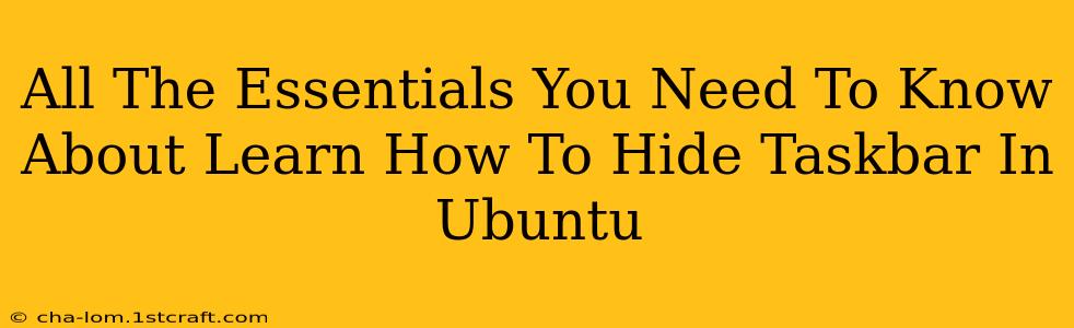 All The Essentials You Need To Know About Learn How To Hide Taskbar In Ubuntu