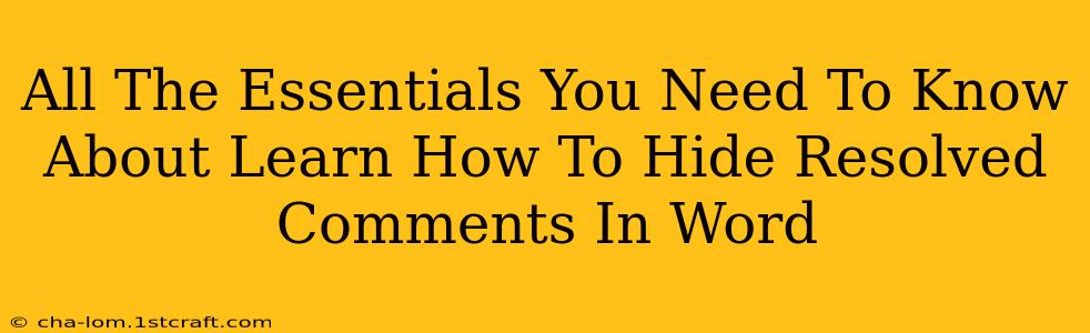 All The Essentials You Need To Know About Learn How To Hide Resolved Comments In Word