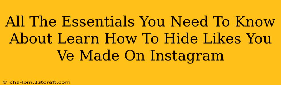 All The Essentials You Need To Know About Learn How To Hide Likes You Ve Made On Instagram