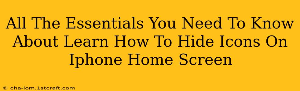 All The Essentials You Need To Know About Learn How To Hide Icons On Iphone Home Screen