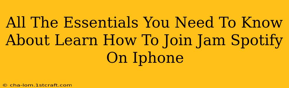 All The Essentials You Need To Know About Learn How To Join Jam Spotify On Iphone