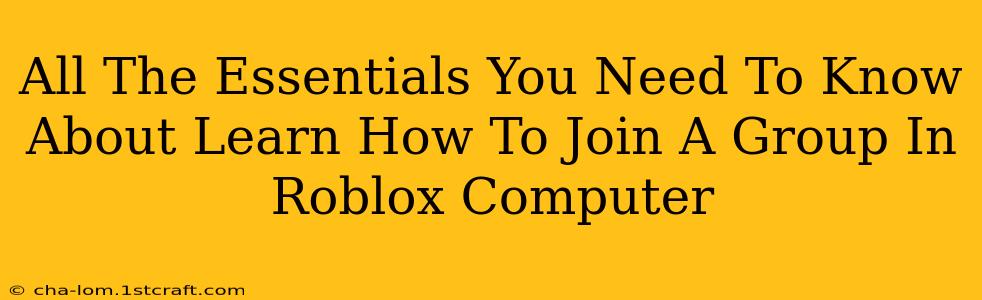 All The Essentials You Need To Know About Learn How To Join A Group In Roblox Computer